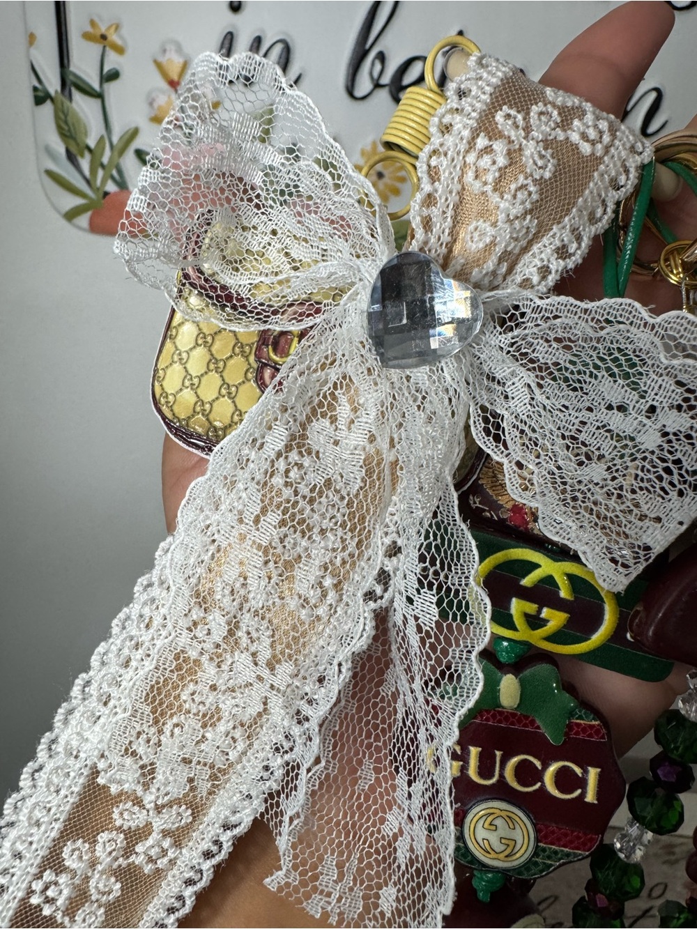 Green & Tan Fancy Phone/Key/Bag Chain #P1111 - Picture 7 of 13